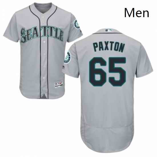 Mens Majestic Seattle Mariners 65 James Paxton Grey Road Flex Base Authentic Collection MLB Jersey